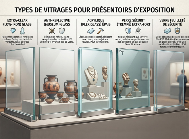Types de vitrages présentoir
