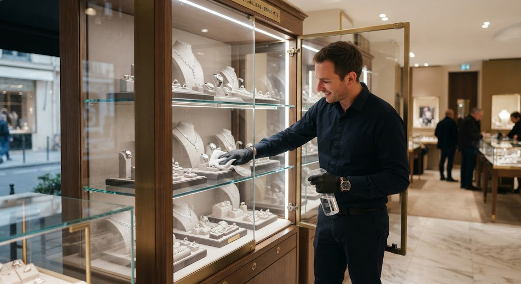 Entretien vitrine présentoir
